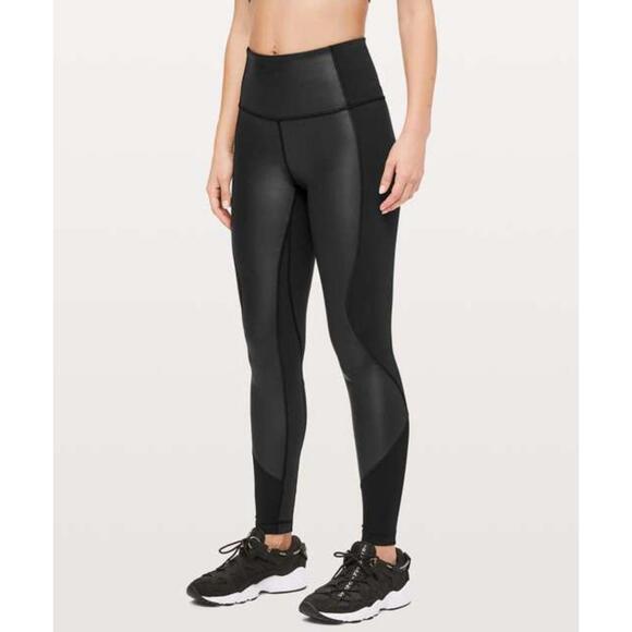 Lululemon Wunder Under Leggings High Rise Shine Sz 4 Inseam 28" Luxtreme Edgy - Picture 1 of 9